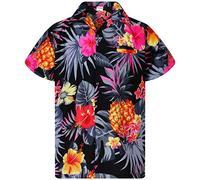 King Kameha Men's Pineapple-Designs Summer-Party-Shirts Short-Sleeve, Pineapple, Black-Grey, 6XL