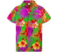 King Kameha Men's Pineapple-Designs Summer-Party-Shirts Short-Sleeve, Pineapple, Green, XXL