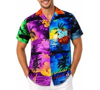 King Kameha Men's Surf-Shirt Short-Sleeve Casual-Button-Down Hawaii-Vacation, Surf, Random-Mixed-Colours, L