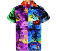 King Kameha Men's Surf-Shirt Short-Sleeve Casual-Button-Down Hawaii-Vacation, Surf, Random-Mixed-Colours, 6XL