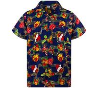 King Kameha Men's Ugly Christmas Shirt - Funky Short-Sleeve Button-Up Christmas Print Casual, Blue, 5XL