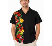 King Kameha Men's Ugly-Christmas-Shirts Funky Short-Sleeve Button-Up Ginger-Bread Print Casual