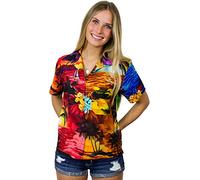 King Kameha Women's Surf-Blouse-Shirt Short-Sleeve Casual-Button-Down Hawaii-Vacation, Surf, Random-Mixed-Colours, M