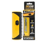 King Kanine Komb | Deshedding Tool | Top & Undercoat | Self Clean | Retractable Blades | 3 Metal Deshedding Edges | Rubber Bristles for Grooming | Large