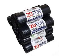 KING KARAN 200 Heavy Duty Black Bin Bags, Bin Liners, Refuse Sacks Bin Bag Rolls - Made in UK