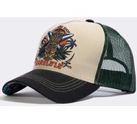 King Kerosin Men's Trucker Cap Front Patch Mesh Hawaiian Tiki Honolulu - Beige - One size