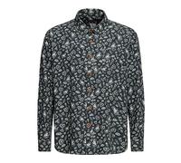 King Kerosin Men's Long-Sleeved Shirt All-Over Print Beach Fashion Summer Shirt Retro Vintage, black, S