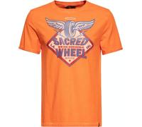 King Kerosin Sacred Wheel Oil Washed T-Shirt Orange