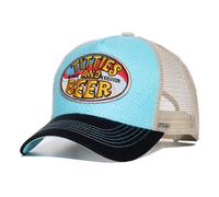 King Kerosin Men's Trucker Cap · Cap · Mesh Cap · Snapback · Hawaii · Motorcycle · Vintage · Front Patch · Retro · Patch · Embroidery · Summer · Titties and Beer, lightblue, One Size