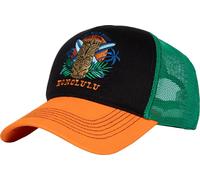 King Kerosin Men's Cap Trucker Cap Mesh Cap Honolulu Hawaii Tiki Embroidery Stitching Retro Vintage Tropical Snapback Surfer Cap Honolulu, black, One Size