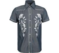 King Kerosin Western Shirt Short-sleeved Shirt blue XXL