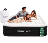 King Koil Luxury Queen Air Mattress with Built-in Pump for Home, Camping & Guests - Queen Size Inflatable Airbed Luxury Double High Adjustable Blow Up Mattress, Durable Portable Waterproof