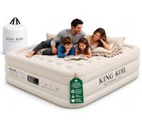 King Koil Luxury Queen Air Mattress with Built-in Pump for Home, Camping & Guests - Queen Size Inflatable Airbed Luxury Double High Adjustable Blow Up Mattress, Durable Portable Waterproof