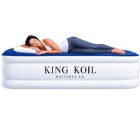 King Koil Premium California King Size Air Mattress with Built-in Cushion and Patented Built-in High Speed Pump 20" King Size Premium Double High Air Bed for Home, Camping and Guests