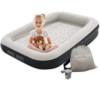 King Koil Premium Inflatable Toddler Travel Bed with Built-in Safety Bumper, Portable Air Mattress Airbed for Kids Travel, Includes High-Speed Pump - Black, 1-Year Manufacturer Warranty