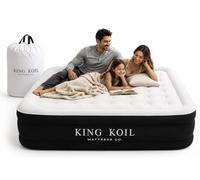 King Koil Queen Size Raised Air Mattress - Best Inflatable Airbed With Built-In Pump - Elevated Raised Air Mattress Quilt Top Queen Black