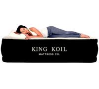 King Koil Queen Size Raised Air Mattress - Best Inflatable Airbed With Built-In Pump - Elevated Raised Air Mattress Quilt Top Queen Black