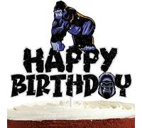 King Kong Cake Topper for Boys Girls Happy Birthday Safari Jungle Animal Ape Party Decorations Supplies Glitter Gorilla Birthday Cake Decorations