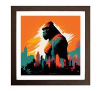 King Kong Color Field Painting Framed Print | 18x18 Inch Walnut Framed Wall Art | Ready to Hang | Modern Historical Picture | Living Room Bedroom Lounge Office