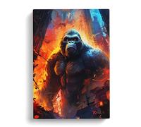 King Kong Futurism Art Canvas Print | Gallery Wrapped 30mm Frame Wall Art | 30x20 inches | Ready to Hang | Contemporary People Picture | Living Room Bedroom Lounge Office