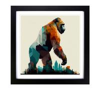 King Kong Geometric No.1 Framed Print | 18x18 Inch Black Framed Wall Art | Ready to Hang | Modern Fantasy Picture | Living Room Bedroom Lounge Office