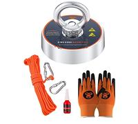 King Kong Magnetics Fishing Magnet Kit with Super Strong Magnet for Pulling 400 Lb, Gloves, Rope, Thread Locker and Carabiners | Underwater Metal Detector - the Ultimate Magnet Fishing Bundle Pack