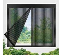 King Kong MESH Magnetic Closure Window Screen Washable, Pet Protection Hook and Loop Tape Screen for Temporary Seasonal Use, Bedroom Classroom, Allows Fresh Air Foldable(Black,85x165cm)