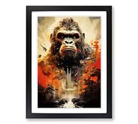King Kong Modern Framed Wall Art Print, Ready to Hang Picture for Living Room Bedroom Home Office, Black A2 (48 x 66 cm)