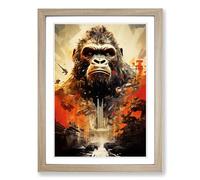 King Kong Modern Framed Wall Art Print, Ready to Hang Picture for Living Room Bedroom Home Office, Oak A2 (48 x 66 cm)