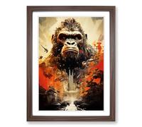 King Kong Modern Framed Wall Art Print, Ready to Hang Picture for Living Room Bedroom Home Office, Walnut A2 (48 x 66 cm)