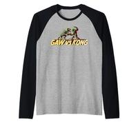 King Kong Skull Island Vs Gaw MonsterVerse Mash Stencil Geek Raglan Baseball Tee