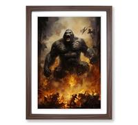 King Kong Symbolism Framed Wall Art Print, Ready to Hang Picture for Living Room Bedroom Home Office, Walnut A2 (48 x 66 cm)