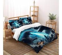 King Kong Vs Godzilla Bedding Set 3 Pieces 3D Digital Printing Jungle Animals Duvet Cover Set Chic Breathable Comforter Cover Girl Woman with Pillowcase Double（200x200cm）