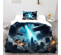 King Kong Vs Godzilla Bedding Set Theme Bedspread Jungle Animals Duvet Cover Set Microfiber Quilt Cover Universal for All Seasons with Pillowcase Single（135x200cm）