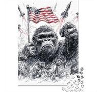 King Kong Vs. Rockets Jigsaw Puzzles Puzzles for Adults Kids. 1000 Piece Whimsical Challenge Toy Educational Games Home Decoration for Educational Games Gifts 70x50cm/1000pcs
