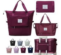 King Large Capacity Foldable Travel Bag,Gift,Dry and Wet Separation Multifunctional Sports Shoulder Bag (Grape Red, Extra Large)