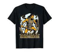 King Leonidas Sparta 540 A.C Spartan with Helmet Value Graphic T-Shirt, Men, Black, XL