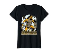 King Leonidas Sparta 540 A.C Spartan with Helmet Value Graphic T-Shirt, Women, Black, XL
