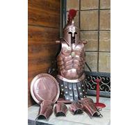 King Leonidas Spartan Helmet With Muscle Armor Jacket Arm Leg & Shield Costume.