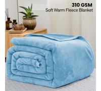 (King, Light Blue/ Sky Blue Blanket) Fleece Blankets Throw Thick Warm Super Soft Bed Sofa Travel Large Faux Fur Mink Blanket Double & King
