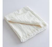 King Linens 100% Linen Throw Blanket with Fringe for Couch/Bed/Sofa/Gift, Natural Washed Flax Solid Color Soft Breathable Cozy Farmhouse Boho Home Décor - White, 55"x75"