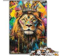 King Lion 1000 Piece Jigsaw Puzzles for Adults & Teens, Stress Reliever Staycation Kill Time with Matching Poster And Trivia Sheet (26x38cm)
