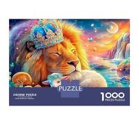 King Lion And Lamb in Peace 1000-Piece Jigsaw Puzzle The Lion Classic & Challenging, Gift for All Ages 70x50cm/1000pcs