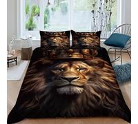 King Lion Bedding Set Digital Printe Jungle Animals Duvet Cover Set Microfiber Quilt Cover Suitable for Family,couple,children with Pillow King（220x240cm）