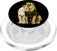 King Lion Crown Queen Lioness Crown PopSockets PopGrip for MagSafe