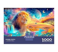 King Lion Embraces Lamb Under Moon 1000-Piece Jigsaw Puzzle The Lion Brain Training for Adults & Kids 52x38cm/1000pcs