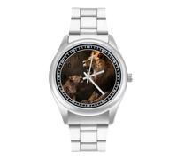 King Lion Men's Casual Watch with Stainless Steel Strap Alloy Quartz Wrist Watches