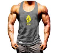 King Lion Vest Gym Monster Clothing Bodybuilding Training Workout Exercise Boxing MMA Tank Top (UK, Alpha, M, Regular, Regular, Charcoal)