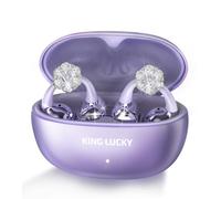 King Lucky Clip-on Earbuds Jewelry Wireless Bluetooth 5.4 Comfortable Open Ear Headphones with Detachable Flower Earrings,IPX5 Waterproof, 50H Play, for Women, Gift,Parties,Festival (Purple)