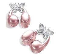 King Lucky Clip-on Earbuds Wireless Bluetooth 5.4 Open Ear Headphones with Detachable Butterfly Earrings,IPX5 Waterproof, 50H Play,Jewelry Ear Buds,Comfortable for Women,for Gift,Parties (Pink)